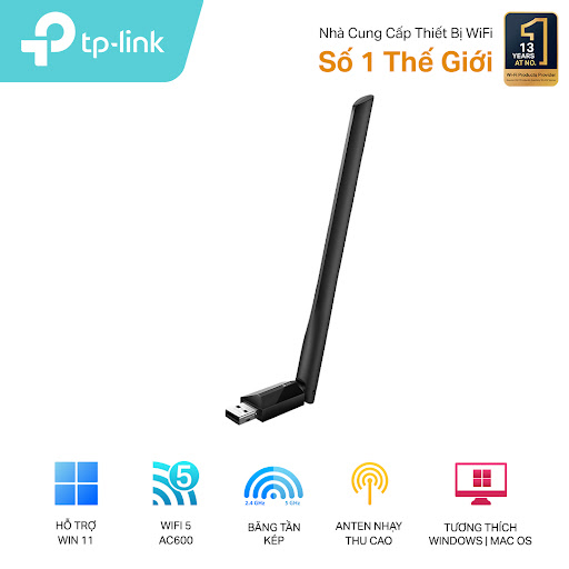 Thiết bị thu sóng Wi-Fi / USB Wi-Fi Công Suất Cao AC600-TP-Link T2U Plus