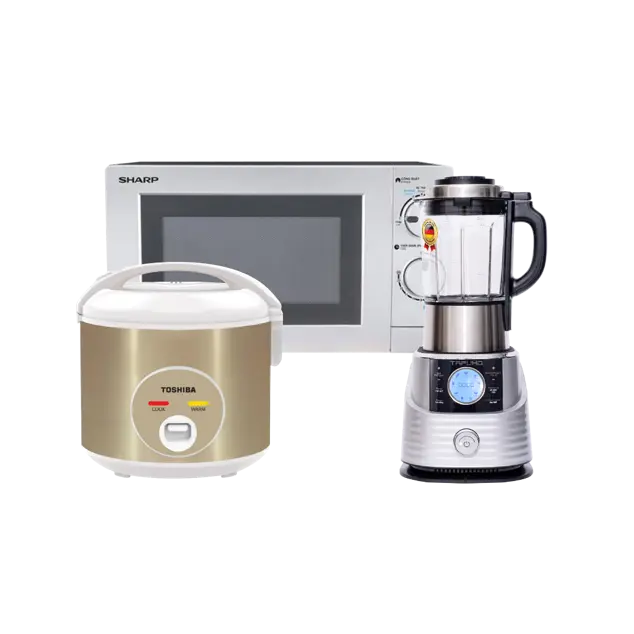 Combo Nhà bếp tiện lợi 7: Nồi cơm điện Toshiba RC-18JH1TVN(N)/Lò vi sóng cơ Sharp R-209VNMáy xay nấu đa năng TAPUHO T01 
