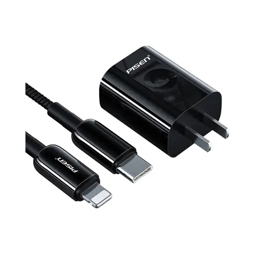 [210300768] Bộ sạc Pisen Quick PD 18W (Lightning & Type-C 3A ZINC Alloy) TS-C118