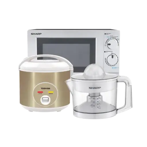 [COMBO0016] Combo Nhà bếp tiện lợi 16: Nồi cơm điện Toshiba RC-18JH1TVN(N) /Lò vi sóng cơ Sharp R-209VN /Máy vắt cam Sharp 25W EJ-J256-WH 